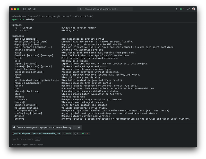 All CLI options through the help command